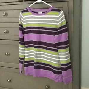 Title Nine cotton stripe sweater purple grey